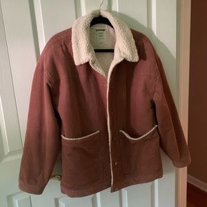 Oversized corduroy jacket with suede lining